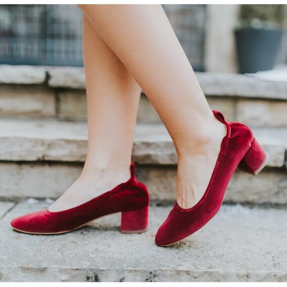 Everlane Shoes - Everlane red velvet day heel
